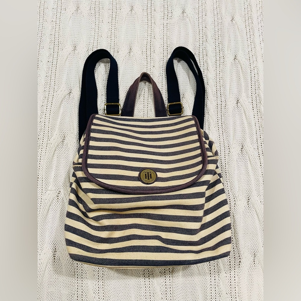 Tommy Hilfiger Navy White Striped Backpack